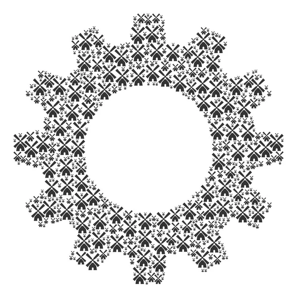 Tandwiel mozaïek van Wind molen pictogrammen — Stockvector