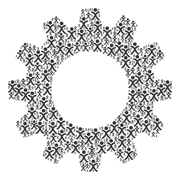 Collage de roues dentées d'icônes de garçon de génération X — Image vectorielle