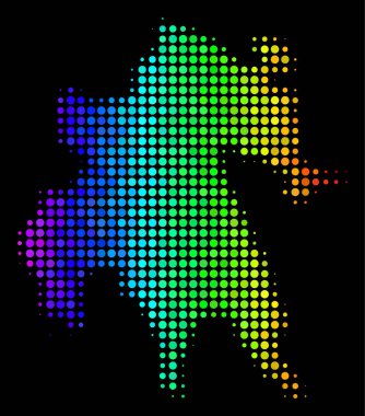 Spektral renkli Mora Yarımadası harita noktalı