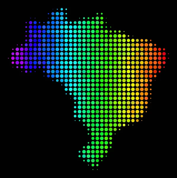 Spectrum Dotted Brazil Map — Stock Vector