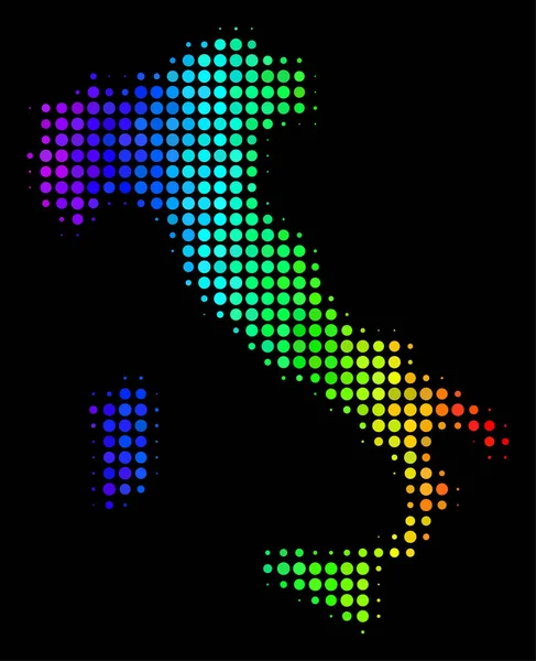 Rainbow Kolorowe kropki Włochy Mapa — Wektor stockowy