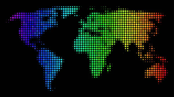 Kaart van de wereld van de Pixel van spectrum — Stockvector