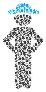 Beyefendi Akimbo kolaj Doları ve noktalar