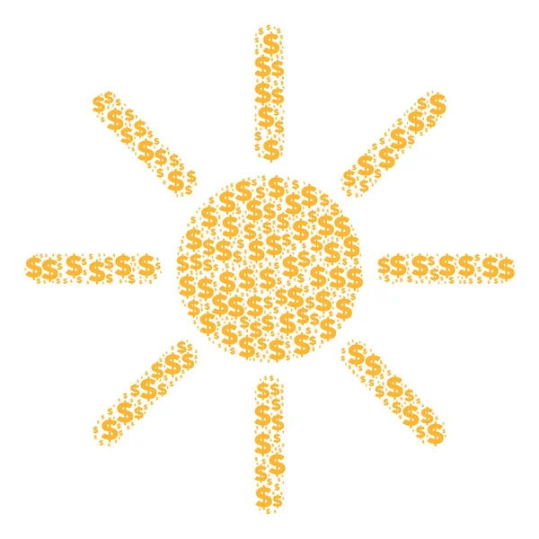 Sun Composition of Dollar and Dots — Stock Vector