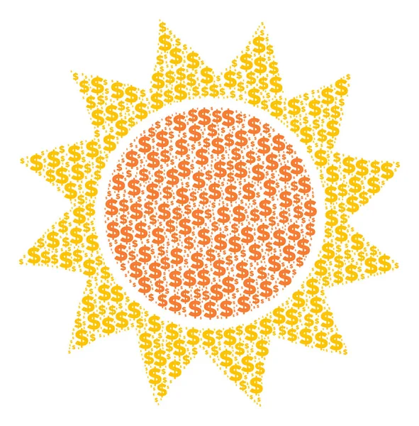 Sun Collage of Dollar and Dots — Stock Vector