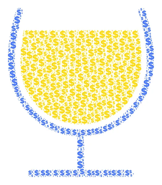 Colagem de vidro de vinho de dólares e pontos — Vetor de Stock