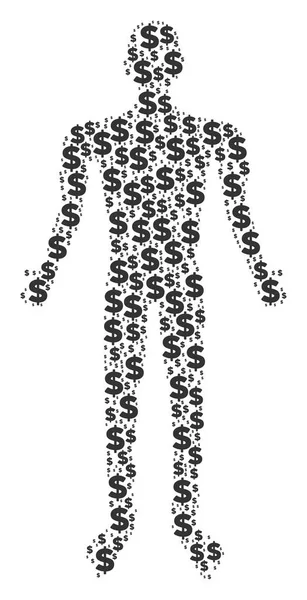 Human Composition of Dollar and Dots — Stock Vector