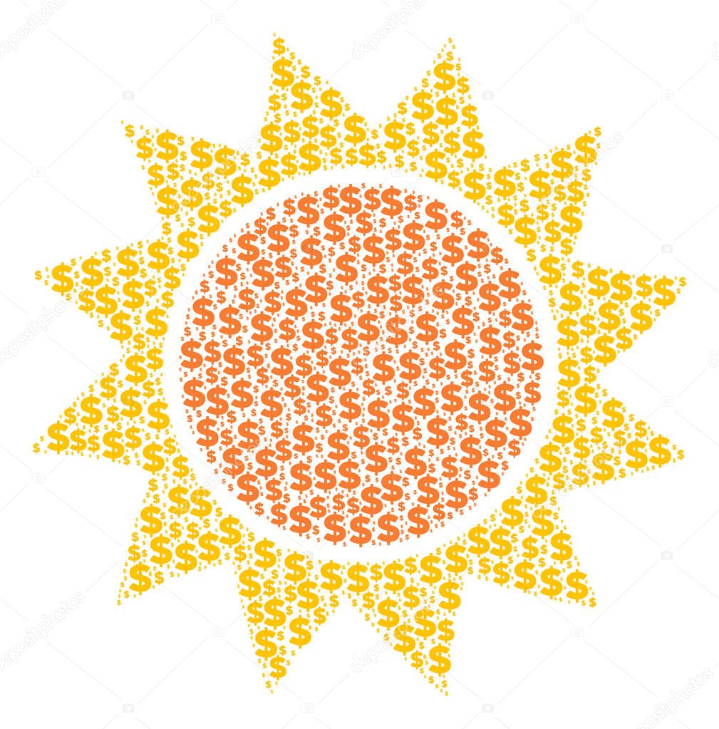 Sun Collage of Dollar and Dots