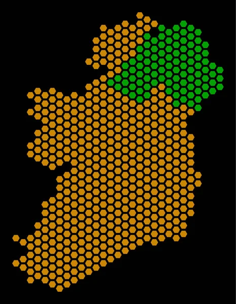 Hex Tile Ireland Countries Map — Stock Vector