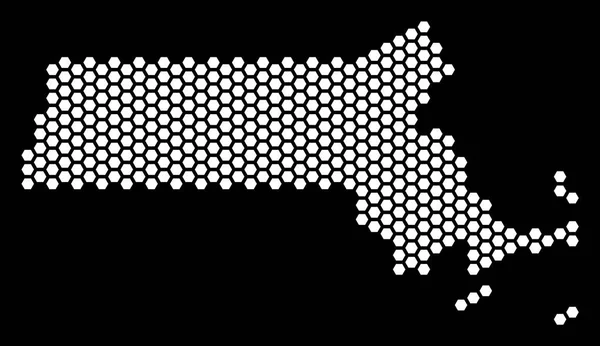 Mapa do Estado de Massachusetts Hex-Tile —  Vetores de Stock