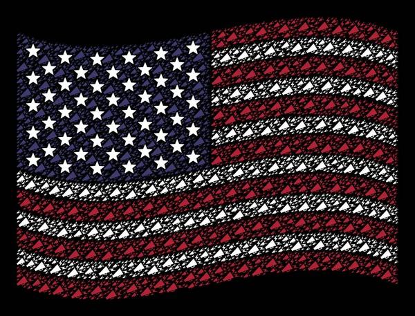 물결치는 미국 깃발 양식에 일치 시키는 경고 확성기의 — 스톡 벡터