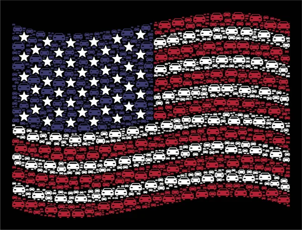 Machać flaga Stanów Zjednoczonych stylizacja samochodu — Wektor stockowy