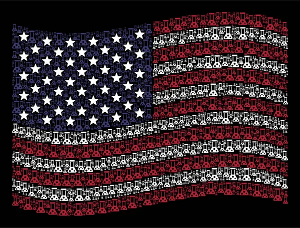 Macha amerykańską flagę stylizowane składu chemii — Wektor stockowy