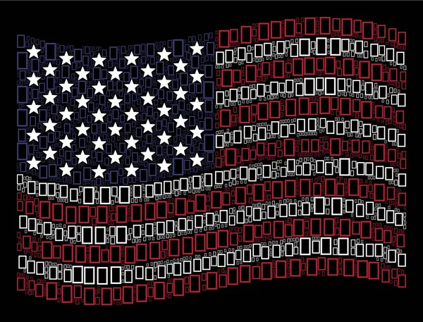 Macha amerykańską flagę stylizowane skład kontur prostokąt — Wektor stockowy