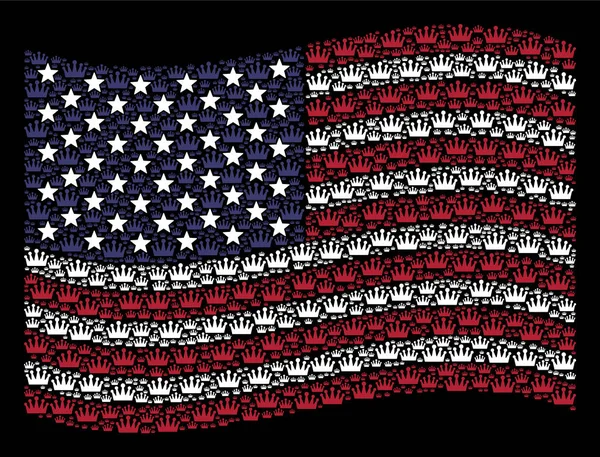 Usa zászló Stilizálás korona integetett — Stock Vector