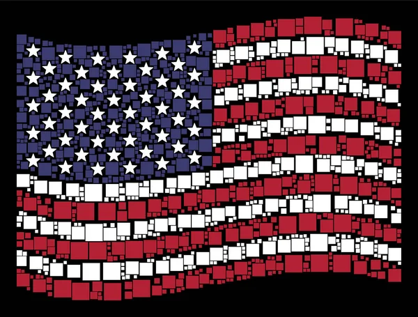 Размахивание флагом США Стилизованная композиция заполненной площади — стоковый вектор