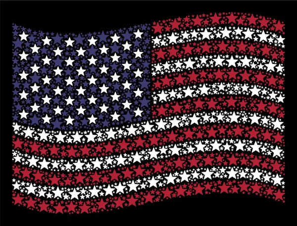 Amerikaanse vlag zwaaien gestileerde samenstelling van vuurwerk Star — Stockvector