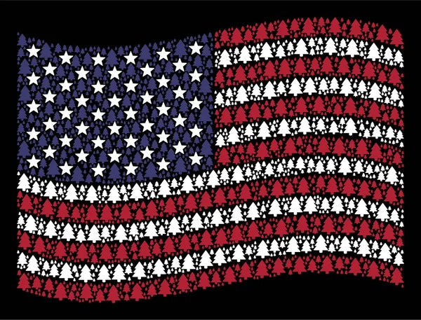Acenando Bandeira dos Estados Unidos Composição estilizada de Fir-Tree — Vetor de Stock