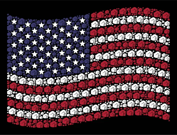 Das Schwenken der US-Flagge stilisiert die Faust — Stockvektor
