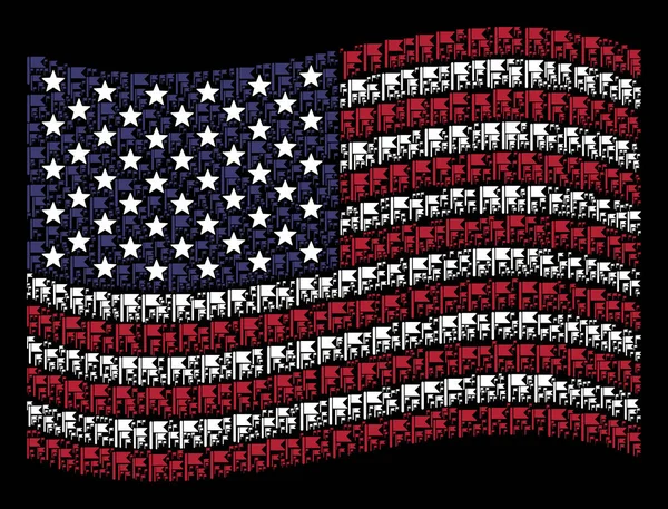 Acenando a bandeira dos EUA Composição estilizada da bandeira — Vetor de Stock