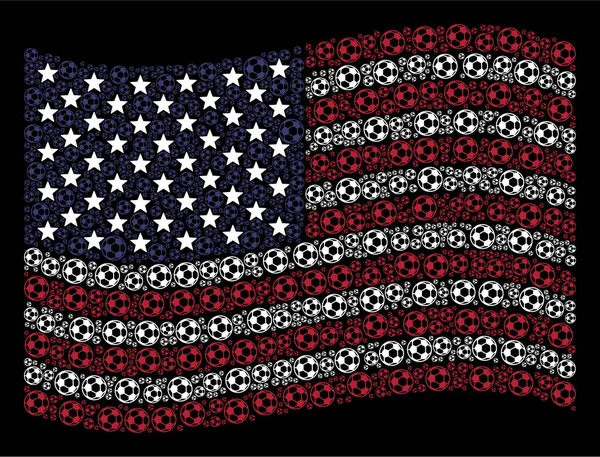 Agitant le drapeau des États-Unis Stylisation du ballon de football — Image vectorielle