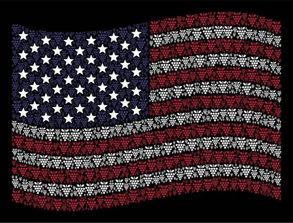 ブドウの米国旗の様式を振る — ストックベクタ