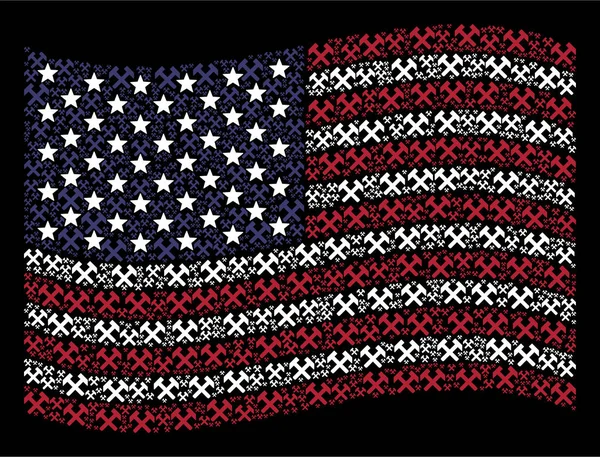 Dalgalanan ABD bayrağını Stilizasyon çekiç — Stok Vektör