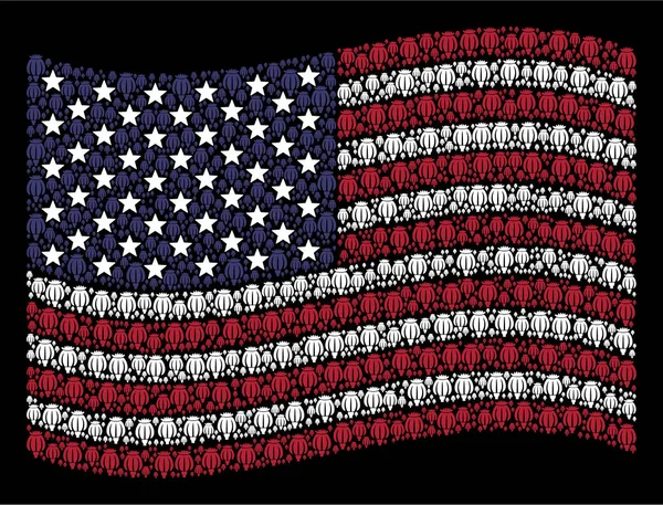 Wuivende Amerikaanse vlag stilering van Blauwmaanzaad — Stockvector