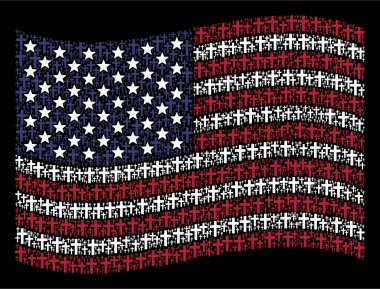 Amerikan bayrağı Stilizasyon dini haç sallayarak
