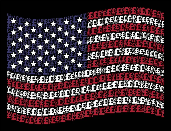 Waving USA Flag Stylization of Pound Sterling — Stock Vector