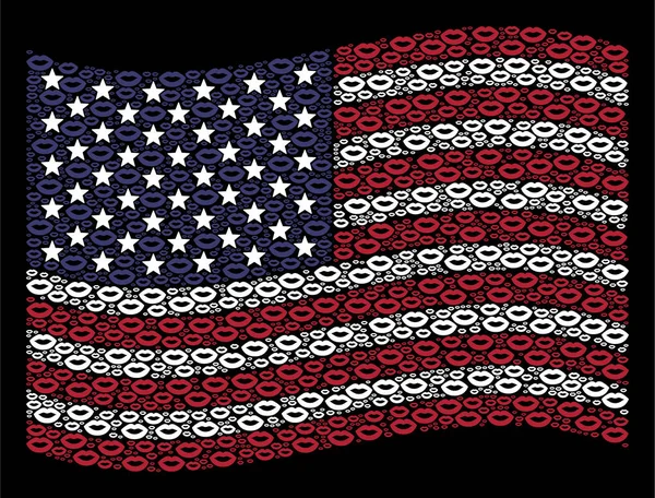 Schwenken amerikanische Flagge Stilisierung der sexy Lippen — Stockvektor