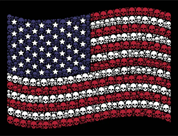 การโบกธงสหรัฐอเมริกา Stylization of Skull — ภาพเวกเตอร์สต็อก