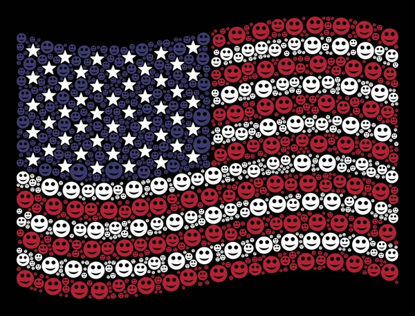 Agitant le drapeau des États-Unis Stylisation du sourire — Image vectorielle