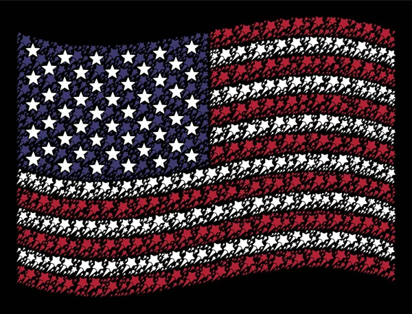 Drapeau américain agitant la composition stylisée de l'étoile de départ — Image vectorielle