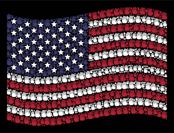Wuivende Amerikaanse vlag stilering van Stop Hand — Stockvector