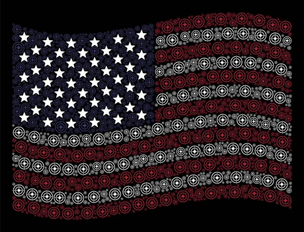 Wuivende Amerikaanse vlag stilering van Bullseye Target — Stockvector