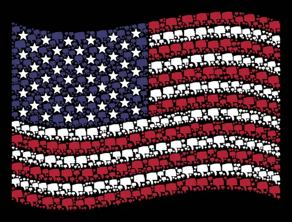 Wuivende Amerikaanse vlag stilering van duim omlaag — Stockvector
