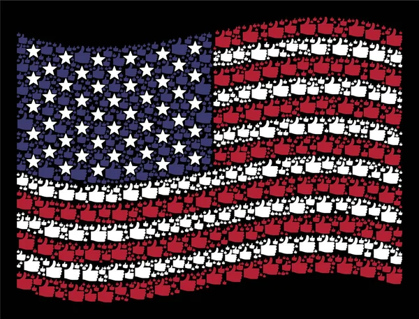Αμερικανική σημαία κυματίζει σχηματοποίηση τον αντίχειρα επάνω — Διανυσματικό Αρχείο