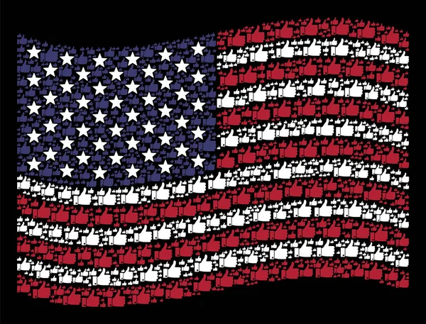 Usa vlag zwaaien gestileerde samenstelling van duim omhoog — Stockvector