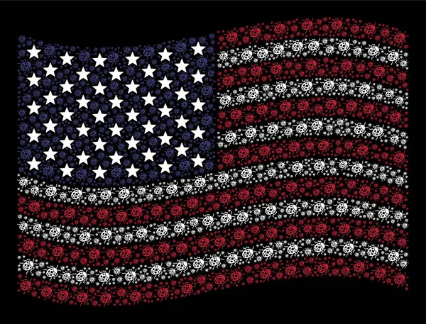 Κουνώντας την αμερικανική σημαία στυλιζαρισμένη σύνθεση του Bug πασχαλίτσα — Διανυσματικό Αρχείο