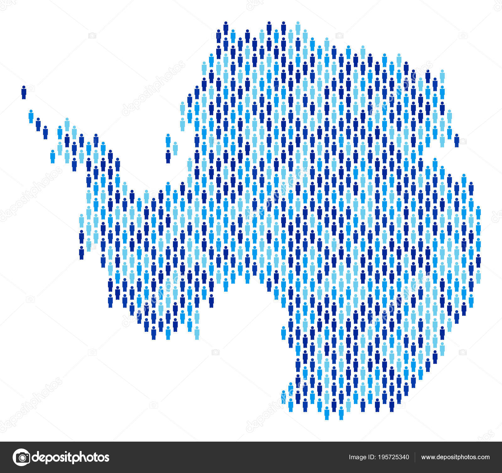Antarctica Map Population Demographics Stock Vector