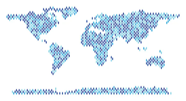 World Continent Map Population Demographics — Stock Vector