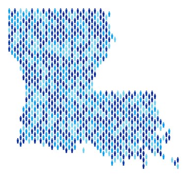 Louisiana devlet harita nüfus kişi