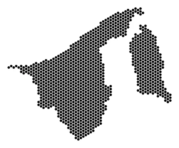 Hex-Kachel Brunei Karte — Stockvektor