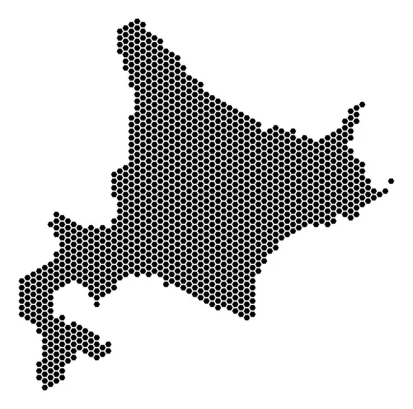 Mapa wyspy Hokkaido dachówka hex — Wektor stockowy