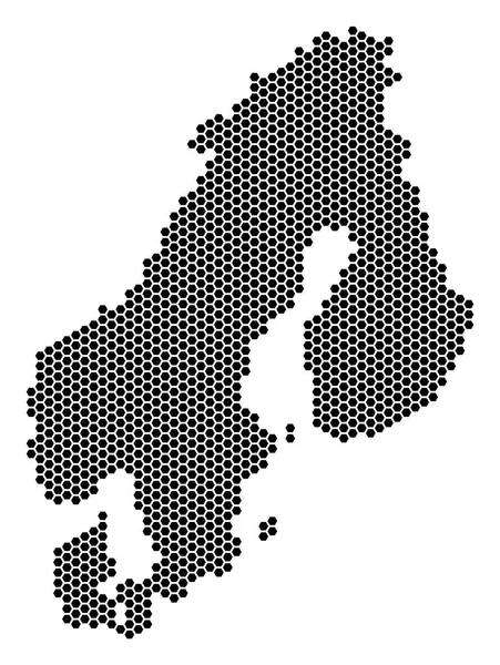 Mapa da Hex-Tile Escandinávia —  Vetores de Stock