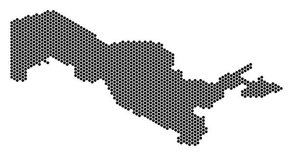 Sześciokątne Uzbekistan mapę — Wektor stockowy