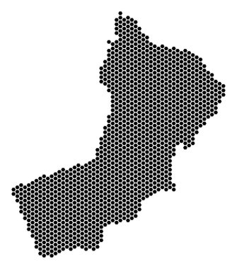 Altıgen Yemen harita. Beyaz bir arka plan üzerinde vektör coğrafi düzeni. Soyut Yemen harita mozaik hex-kiremit öğelerden yapılır.