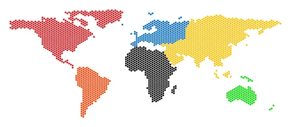 Mapa světa hex dlaždice — Stockový vektor