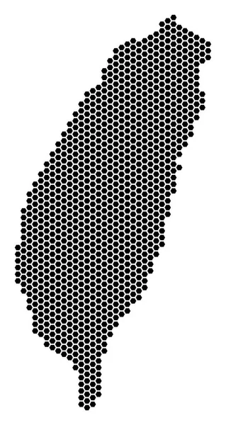 六角タイル台湾島の地図 白の背景にベクトル領域計画 六角形のしみの抽象的な台湾島地図モザイクを作成します — ストックベクタ